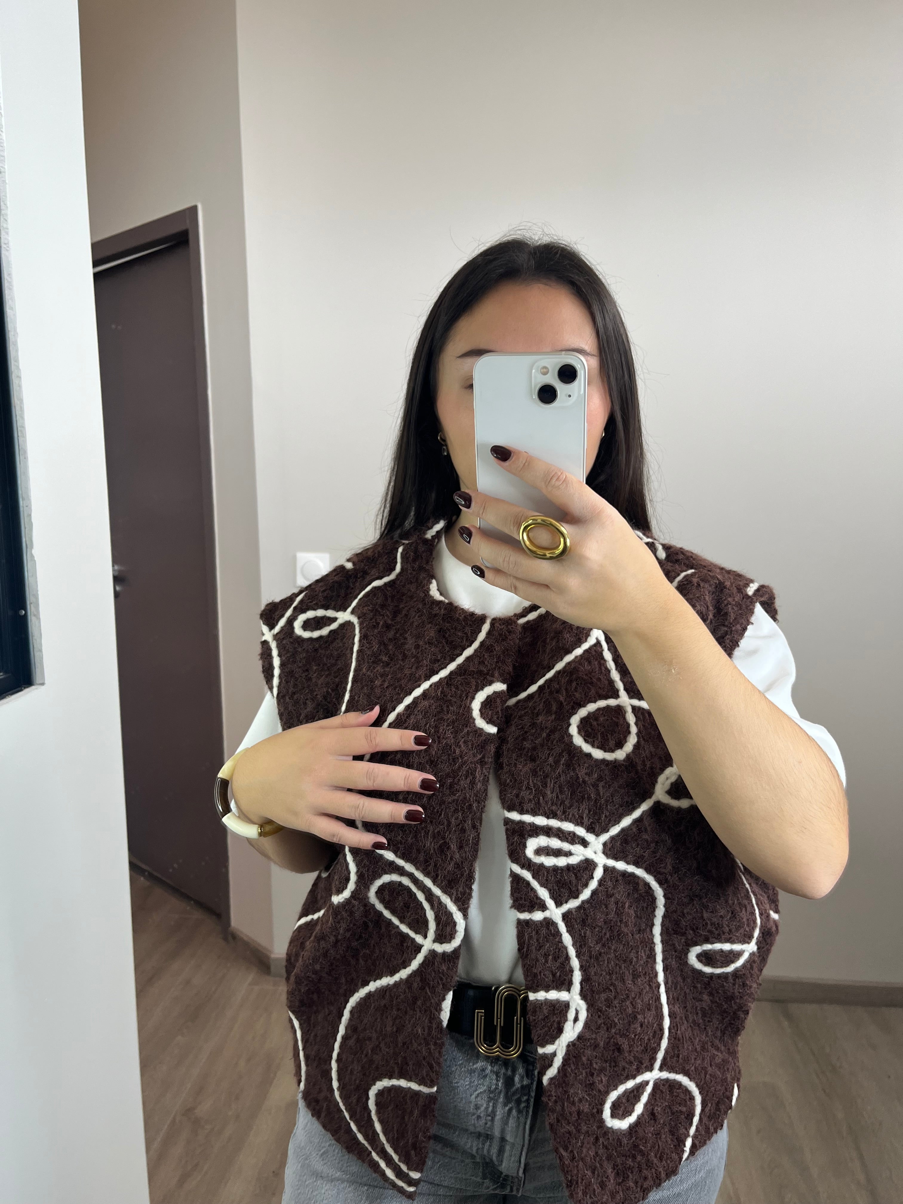 Veste Chloé chocolat brodé