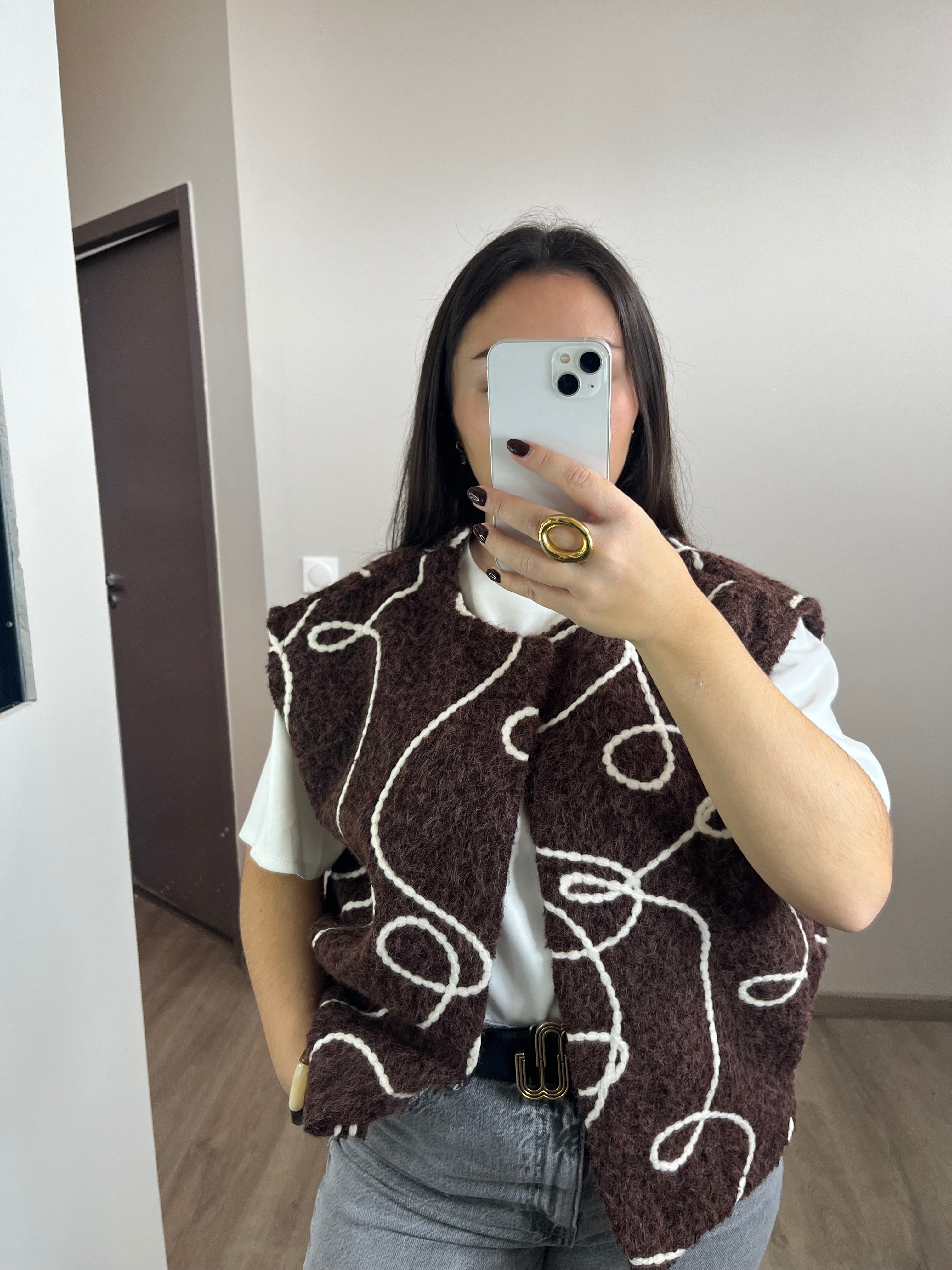Veste Chloé chocolat brodé